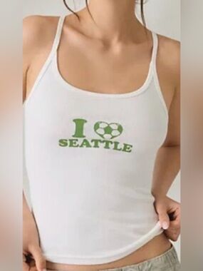 NWT BDG City Goals Off Duty Graphic Scoop Neck Cami white Seattle size Large